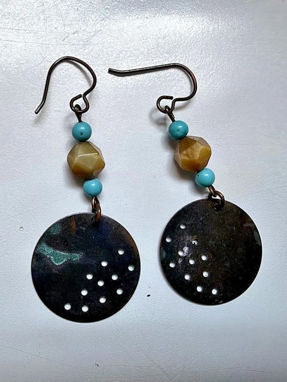 Gray & Turquoise Dangle Earrings